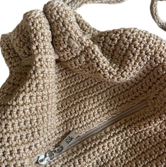 The Sak Crochet Backpack  Purse Taupe Brown - Picture 5 of 5